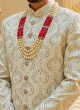 Designer Anarkali  Style Sherwani In Cream Color